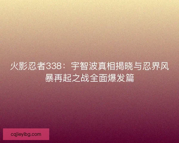 火影忍者338：宇智波真相揭晓与忍界风暴再起之战全面爆发篇